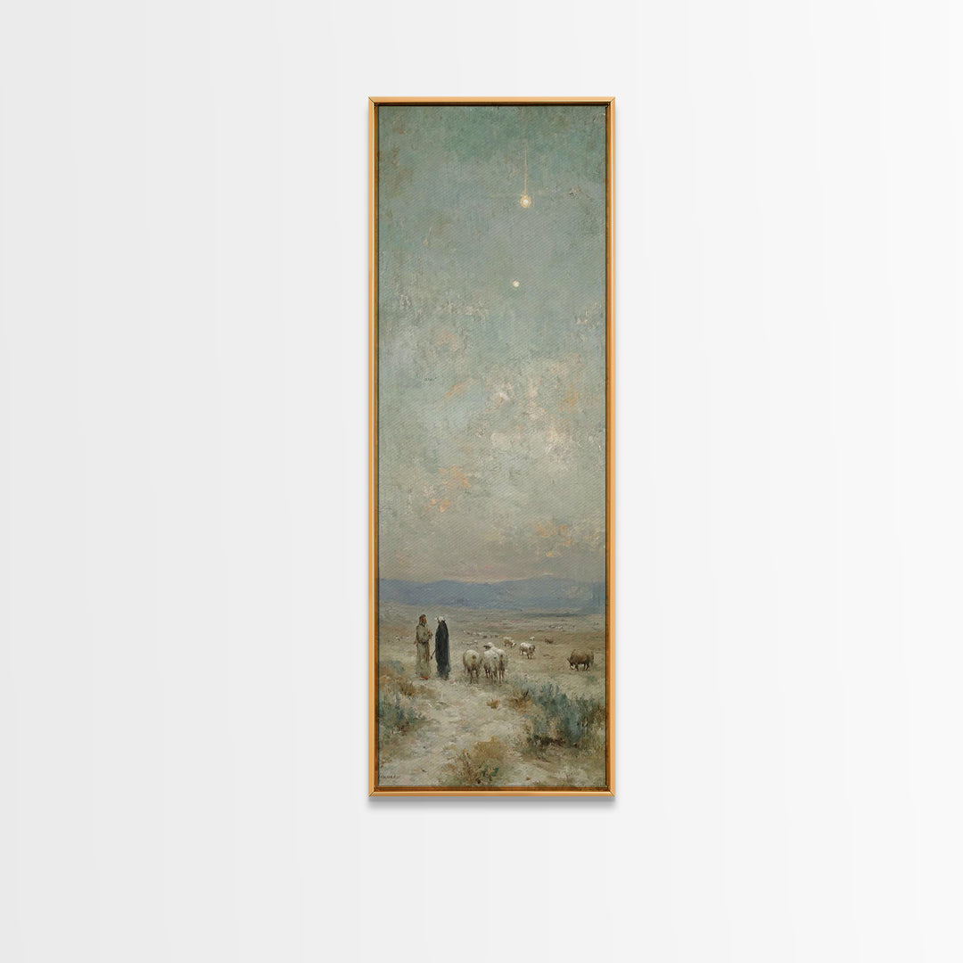 Starry Shepherd Path – Framed Canvas Print – Tall Narrow Wall Art – Christian Wall Art – Christian Art Canvas – Christmas Art