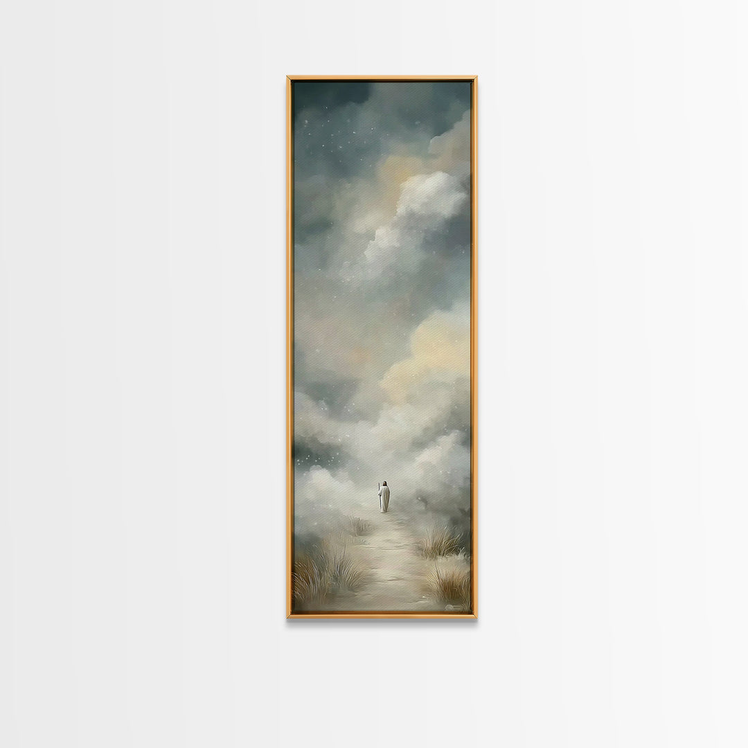 Lone Pilgrim – Framed Canvas Print – Narrow Art – Christian Painting – Jesus Canvas Art – Subtle Christian Art – Christian Christmas Art