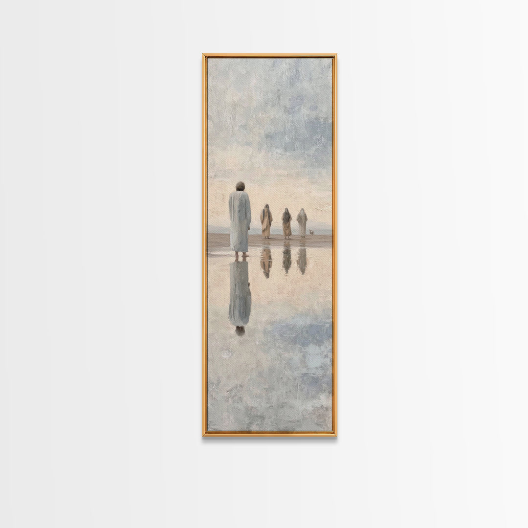 Distant Fellowship Light – Framed Canvas Print – Christian Wall Art – Christian Art Canvas – Jesus Painting – Tall Narrow Wall Art – Christ