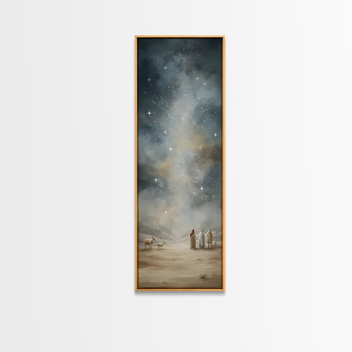 Starry Night Promise – Framed Canvas Print – Christian Wall Art – Christian Art Canvas – Christmas Art – Narrow Art – Christian Christmas