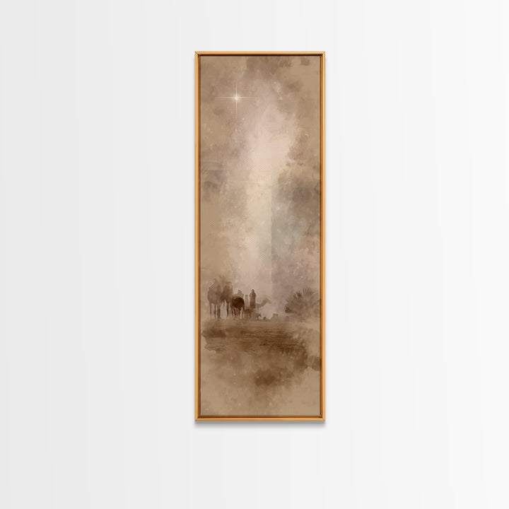 Desert Light Journey | Framed Canvas Print | Christian Wall Art | Christian Christmas Art | Narrow Art | Christian Art Canvas | Christmas A