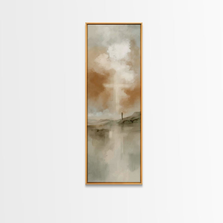 Cross Of Mercy – Framed Canvas Print – Skinny Art – Christian Wall Art – Christian Art – Christian Art Canvas – Minimalist Christian Art