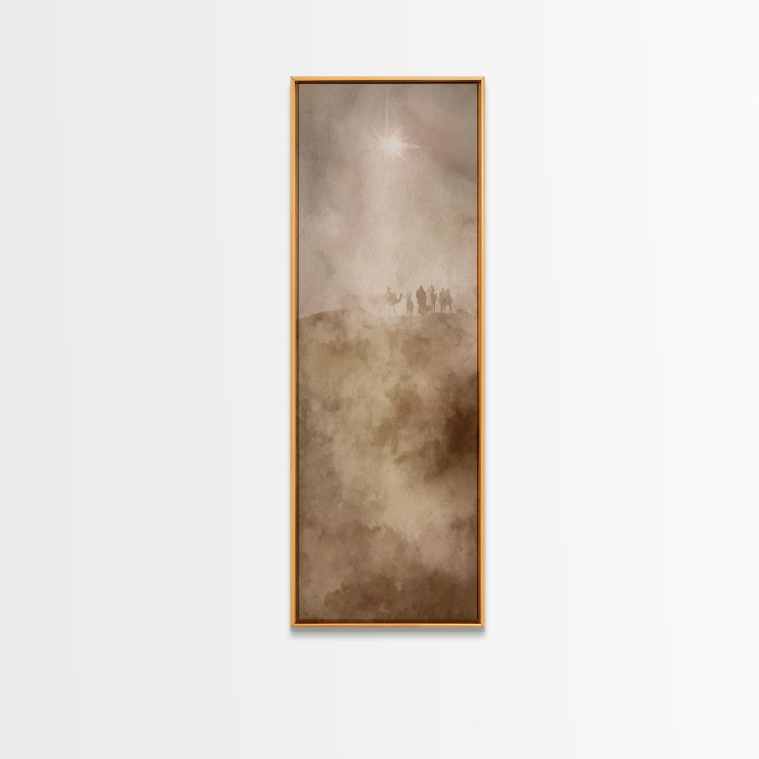 Desert Pilgrim Light – Framed Canvas Print | Narrow Art | Christian Art Canvas | Christian Christmas Art | Jesus Painting | Christian Wall