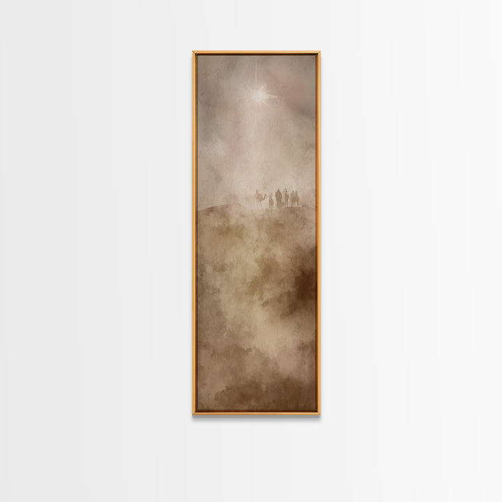 Desert Pilgrim Light – Framed Canvas Print | Narrow Art | Christian Art Canvas | Christian Christmas Art | Jesus Painting | Christian Wall