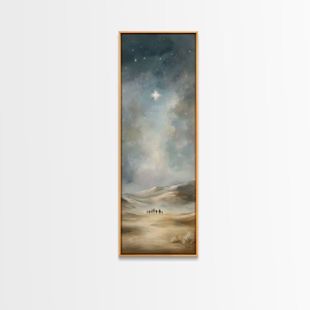 Starry Night Caravan – Framed Canvas Print, Skinny Art, Christian Wall Art, Christmas Art, Christian Art Canvas, Jesus Painting