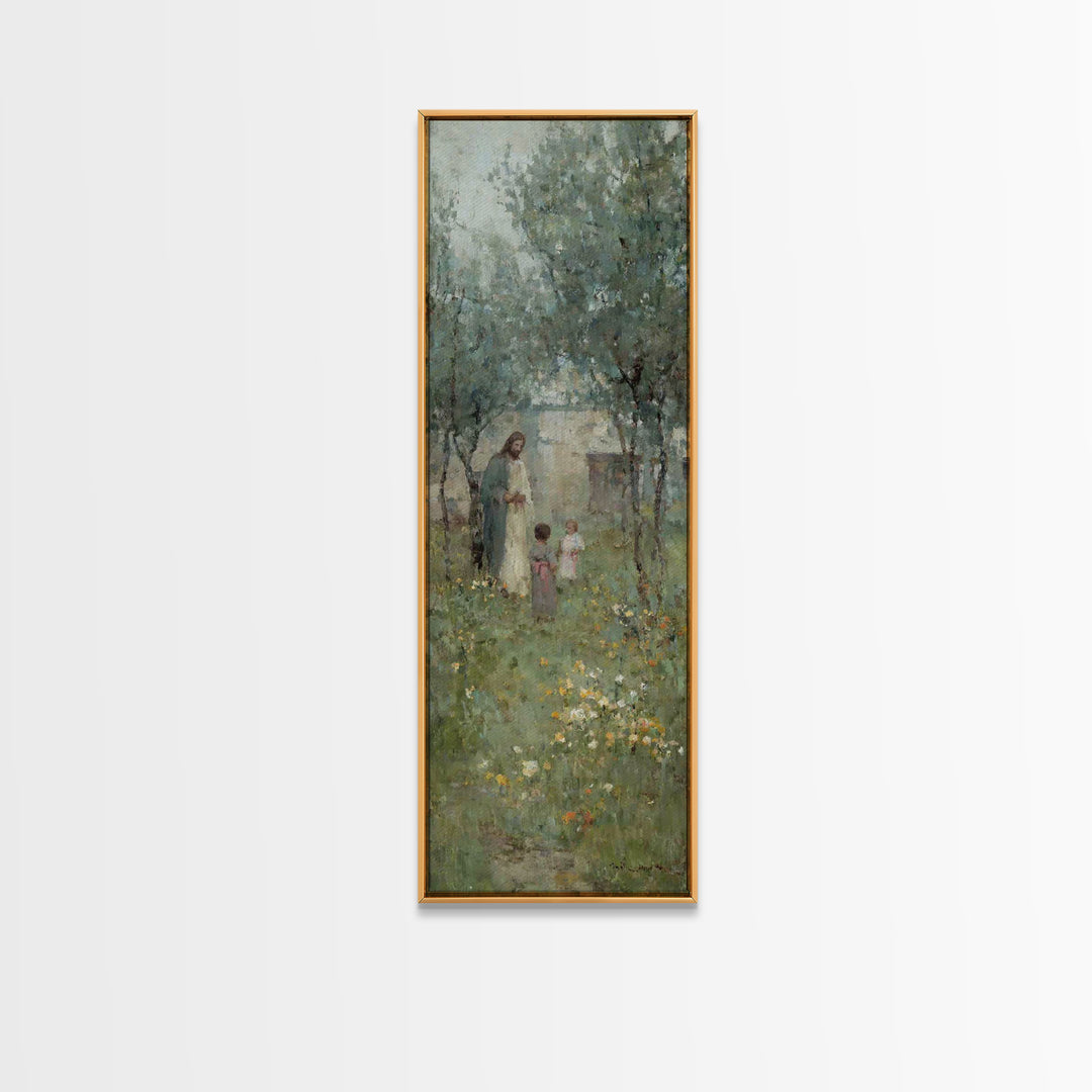 Garden of Peace – Framed Canvas Print | Narrow Art | Christian Art Print | Jesus Painting | Christian Decor | Subtle Christian Art