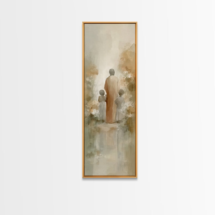 Garden Light Way – Framed Canvas Print – Tall Skinny Art Print – Christian Art Canvas – Jesus Painting – Modern Christian Art – Christian W