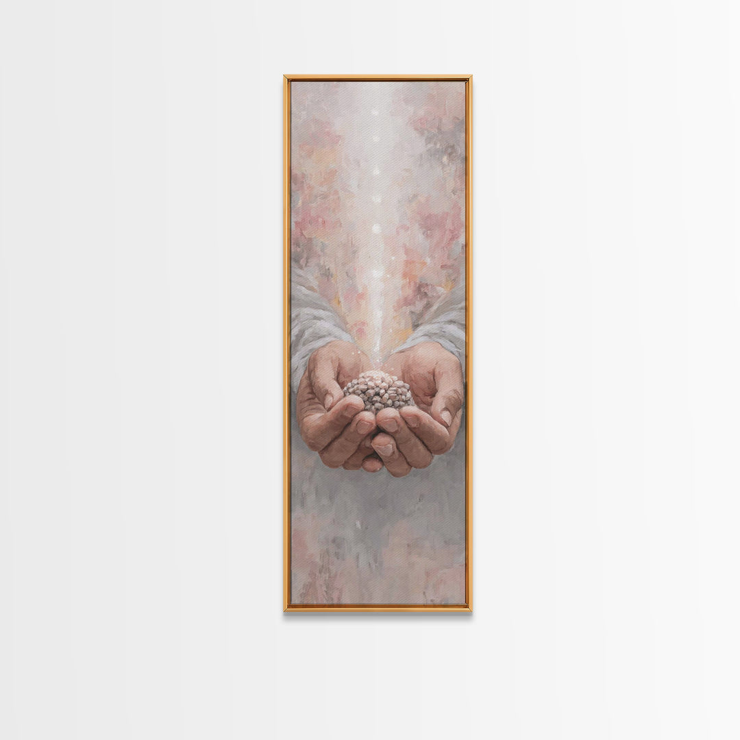 Hands Of Blessing – Framed Canvas Print – Narrow Art – Christian Art Canvas – Christian Wall Art – Jesus Painting – Subtle Christian Art
