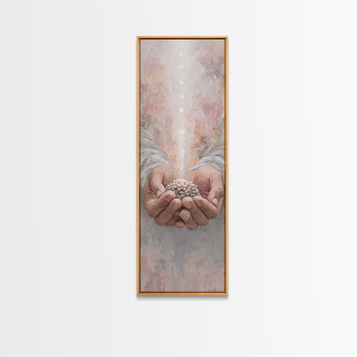 Hands Of Blessing – Framed Canvas Print – Narrow Art – Christian Art Canvas – Christian Wall Art – Jesus Painting – Subtle Christian Art