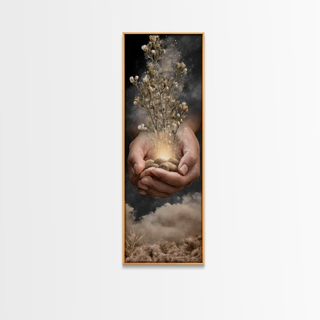 Desert Bloom Grace – Framed Canvas Print – Tall Narrow Wall Art – Christian Art Canvas – Christian Wall Art – Christian Christmas Art – Jes