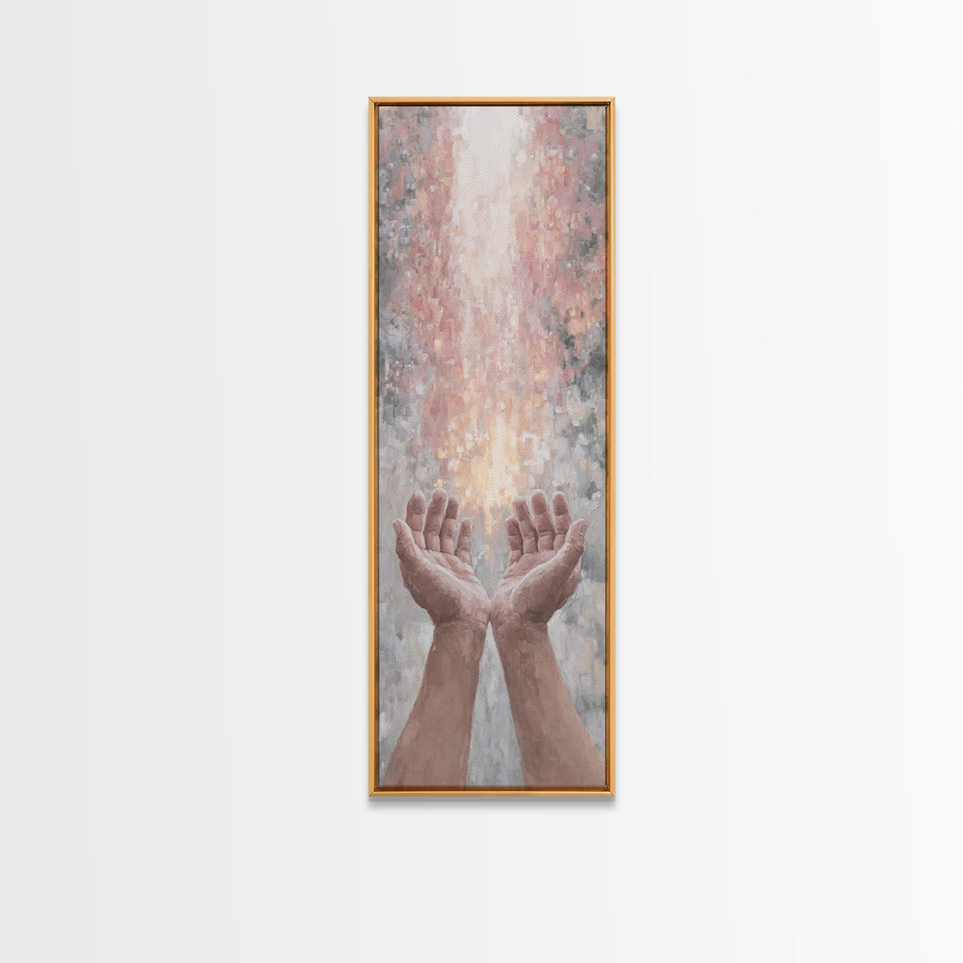 Hands Of Blessing – Framed Canvas Print – Skinny Art – Christian Art Canvas – Christian Painting – Christmas Art – Christian Wall Art