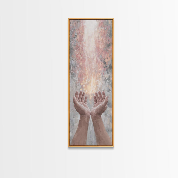 Hands Of Blessing – Framed Canvas Print – Skinny Art – Christian Art Canvas – Christian Painting – Christmas Art – Christian Wall Art