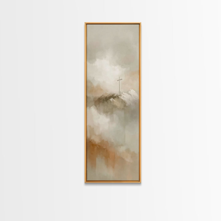 Cross Of Promise – Framed Canvas Print – Tall Narrow Wall Art – Christian Wall Art – Christian Art Canvas – Christian Painting – Christmas