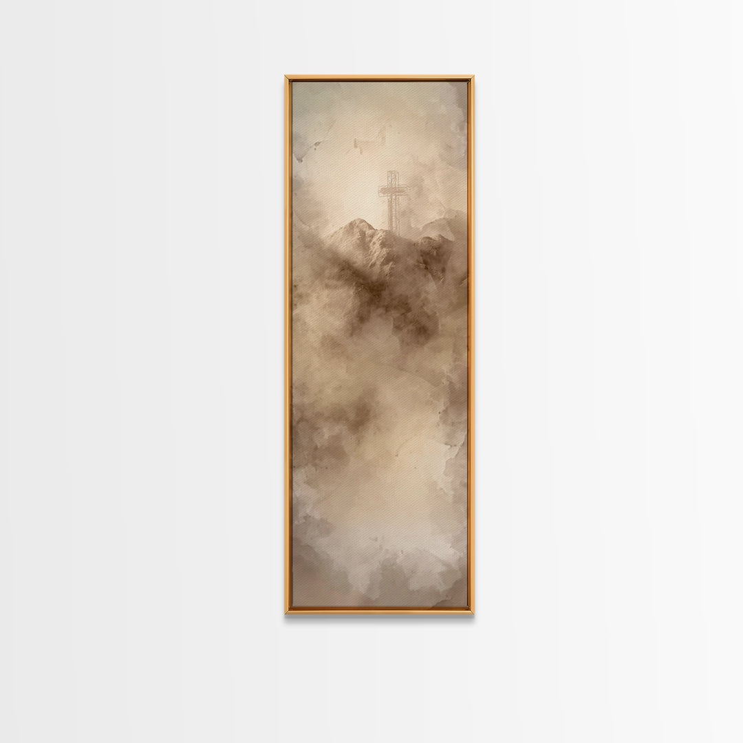 Beacon Of Salvation – Framed Canvas Print – Tall Skinny Art Print – Christian Wall Art – Christian Art – Christian Painting – Christmas Art