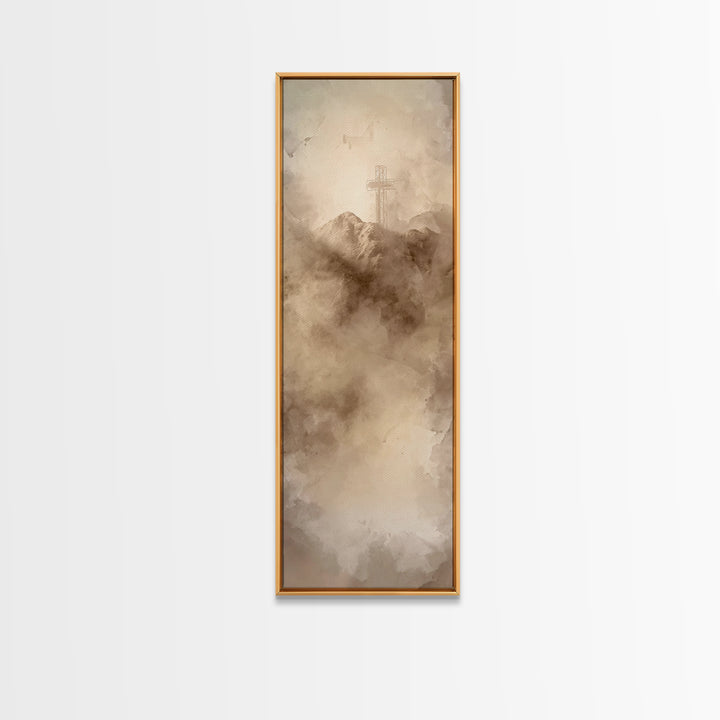 Beacon Of Salvation – Framed Canvas Print – Tall Skinny Art Print – Christian Wall Art – Christian Art – Christian Painting – Christmas Art