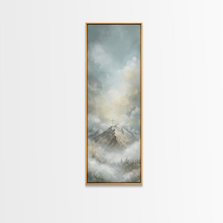 Faith On High – Framed Canvas Print – Tall Narrow Wall Art – Christian Art Canvas – Christian Painting – Christian Art Print – Christian Ch