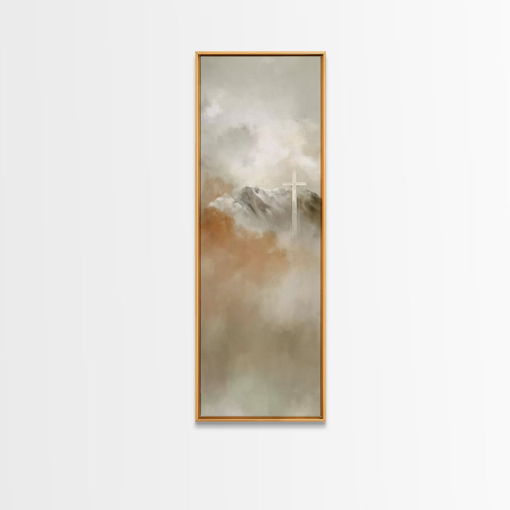Heavenly Peaks Glory – Framed Canvas Print – Skinny Art – Christian Wall Art – Christian Art Gift – Christian Painting – Christmas Art