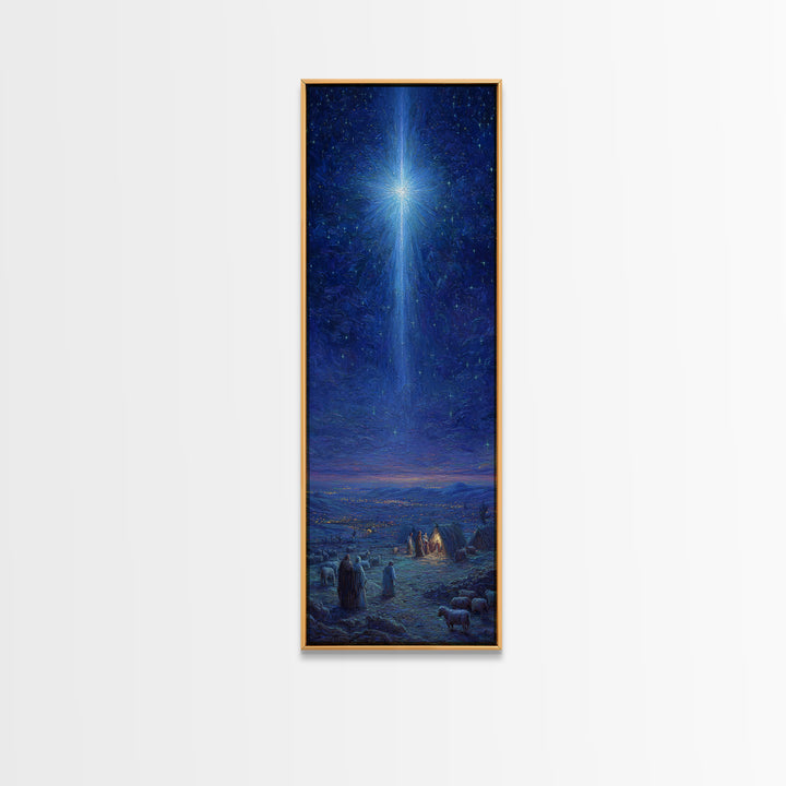 The Guiding Star - Framed Canvas Print - Christian Wall Art - Jesus Painting - Christian Christmas Art - Tall Skinny Art Print - Faith Art