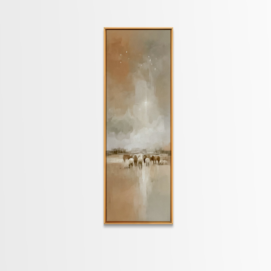 Celestial Promise - Framed Canvas Print - Christian Wall Art - Christian Art - Skinny Art - Christian Christmas Art - Jesus Painting - Chri