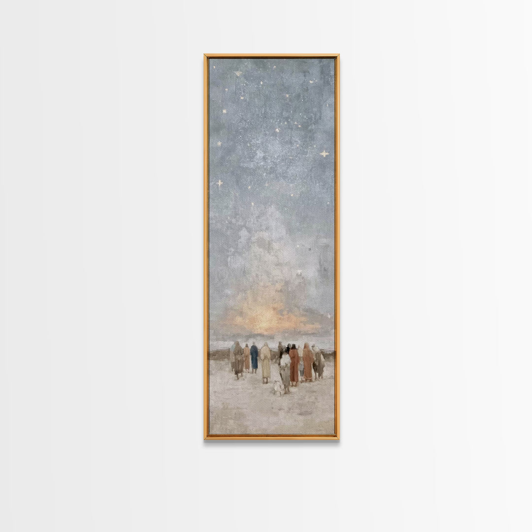 Star Of Peace - Framed Canvas Print - Christian Christmas Art - Christian Art Canvas - Jesus Painting - Christian Wall Art - Narrow Art - C
