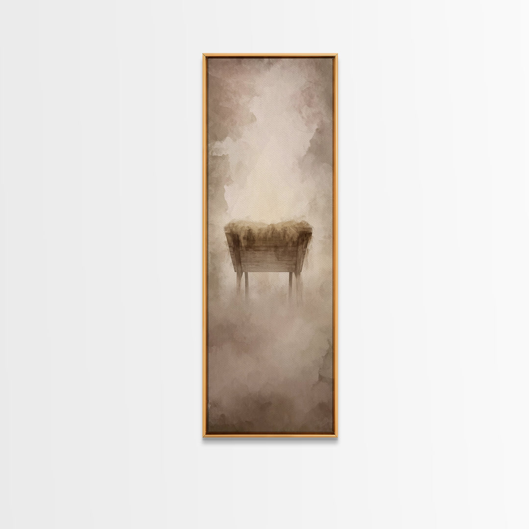 Grace In The Manger – Framed Canvas Print – Christian Christmas Art – Christian Wall Art – Tall Skinny Art Print – Christian Art Canvas – J