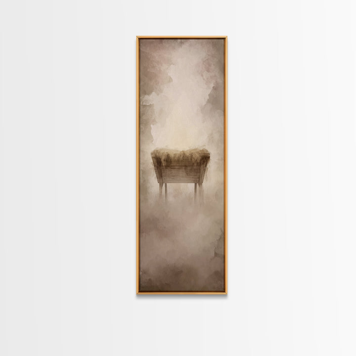 Grace In The Manger – Framed Canvas Print – Christian Christmas Art – Christian Wall Art – Tall Skinny Art Print – Christian Art Canvas – J