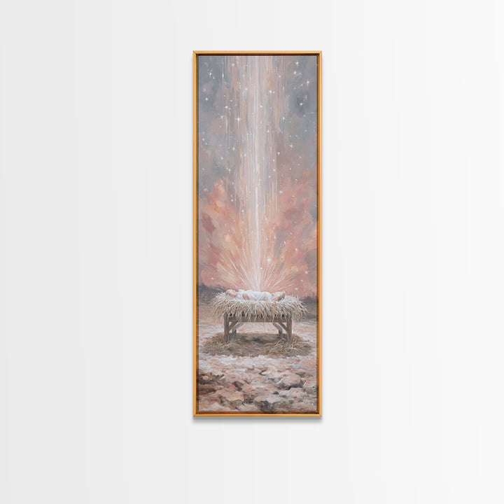 Heavenly Child Light – Framed Canvas Print – Christian Art Canvas – Christian Christmas Art – Christian Wall Art – Tall Skinny Art Print –