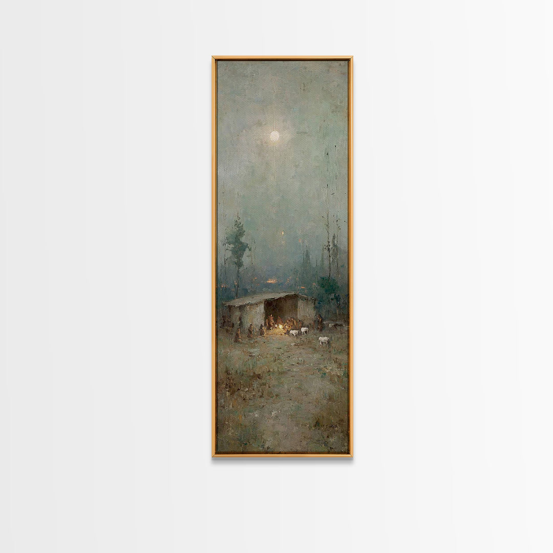Shepherds In Wonder – Framed Canvas Print – Christian Art Canvas – Christian Wall Art – Jesus Painting – Tall Narrow Wall Art – Christian C