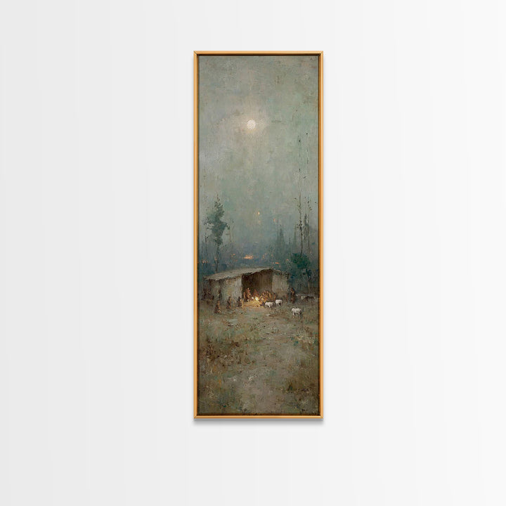 Shepherds In Wonder – Framed Canvas Print – Christian Art Canvas – Christian Wall Art – Jesus Painting – Tall Narrow Wall Art – Christian C