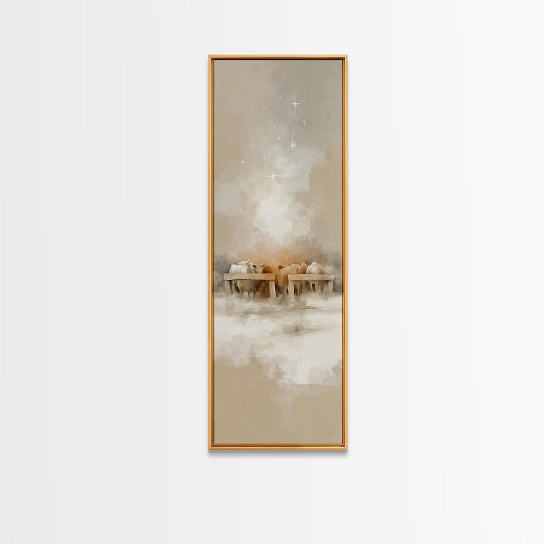Shepherds At Dawn – Framed Canvas Print – Christian Wall Art – Jesus Painting – Christian Art Canvas – Tall Narrow Wall Art