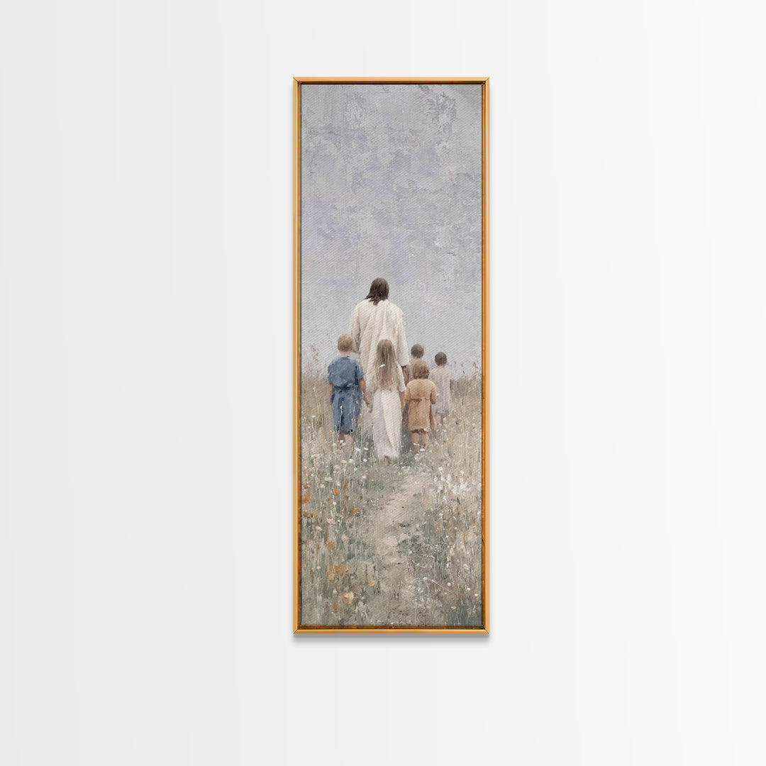 Path Of Grace, Framed Canvas Print, Christian Art Canvas, Jesus Painting, Christian Wall Art, Skinny Art, Christian Christmas Art