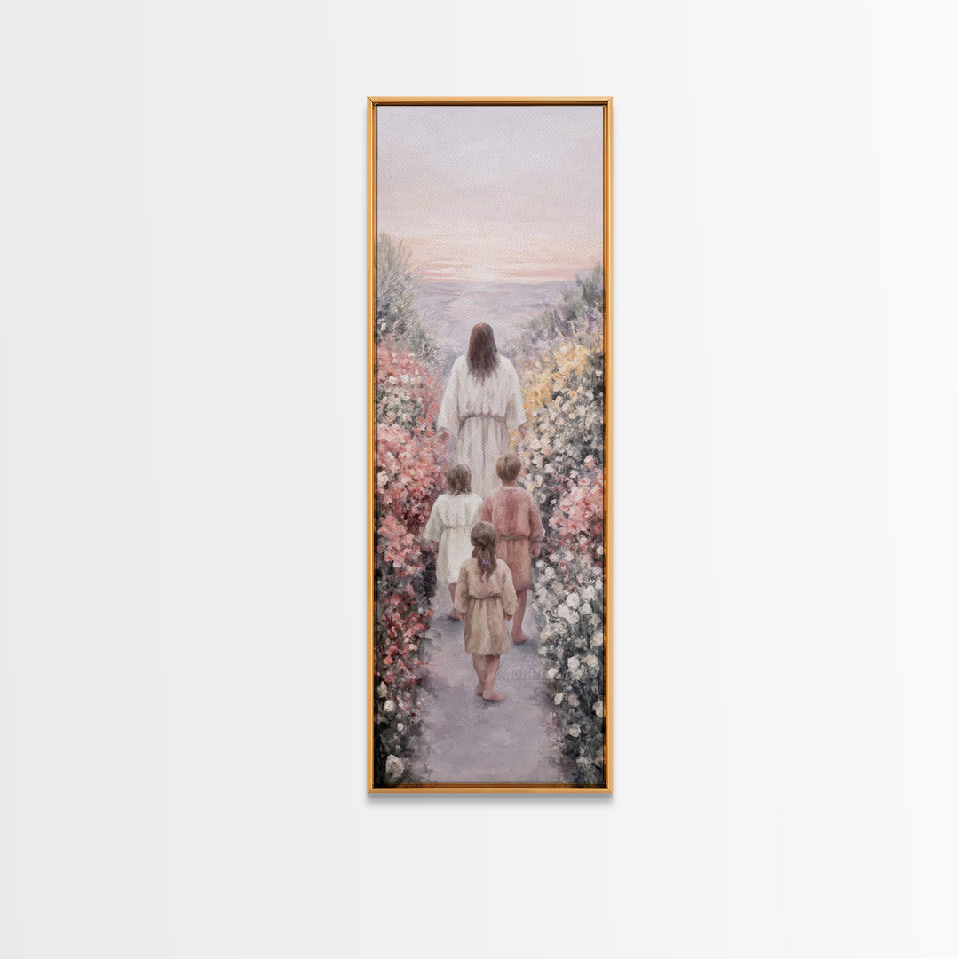 Morning With Christ | Framed Canvas Print | Christian Wall Art | Christian Art Canvas | Jesus Painting | Tall Skinny Art Print