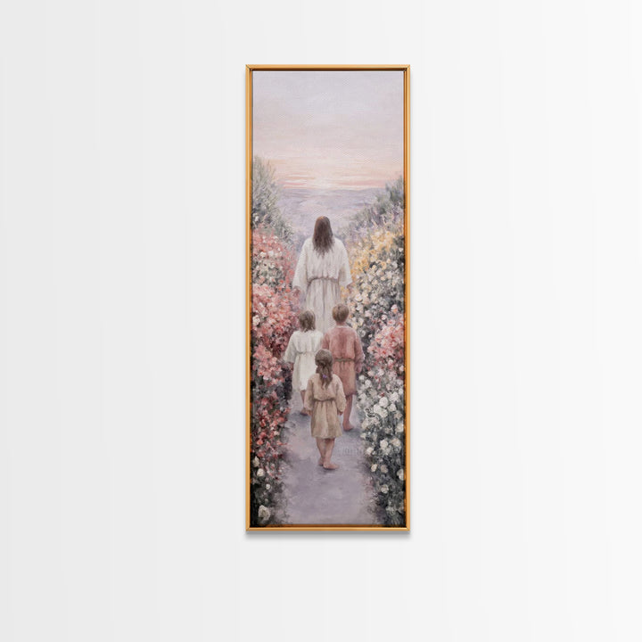 Morning With Christ | Framed Canvas Print | Christian Wall Art | Christian Art Canvas | Jesus Painting | Tall Skinny Art Print