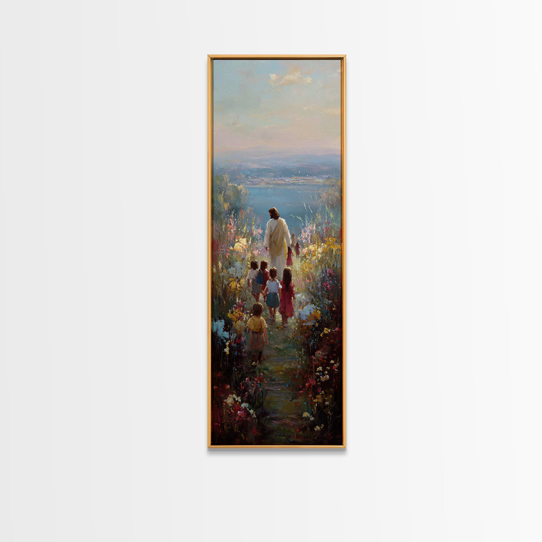 Horizon Of Peace, Framed Canvas Print, Christian Wall Art, Christian Art Canvas, Jesus Painting, Narrow Art