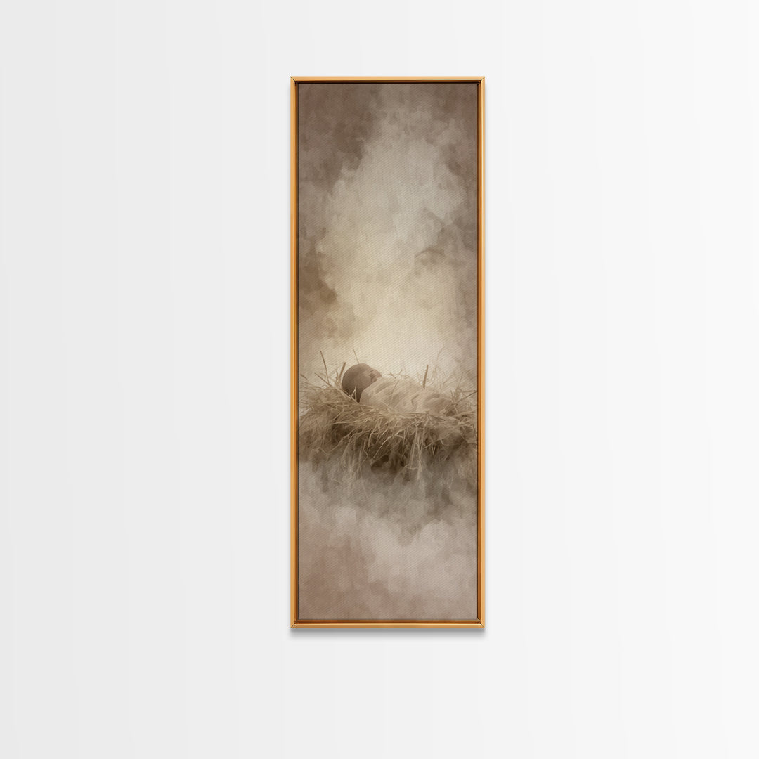 Little Lamb Blessing – Framed Canvas Print – Christian Art Canvas – Christian Wall Art – Jesus Painting – Tall Skinny Art Print