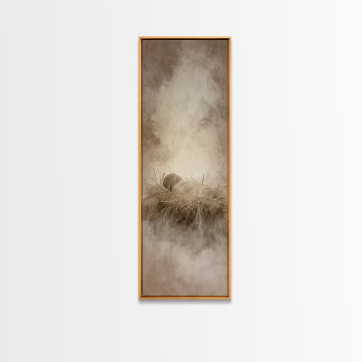Little Lamb Blessing – Framed Canvas Print – Christian Art Canvas – Christian Wall Art – Jesus Painting – Tall Skinny Art Print
