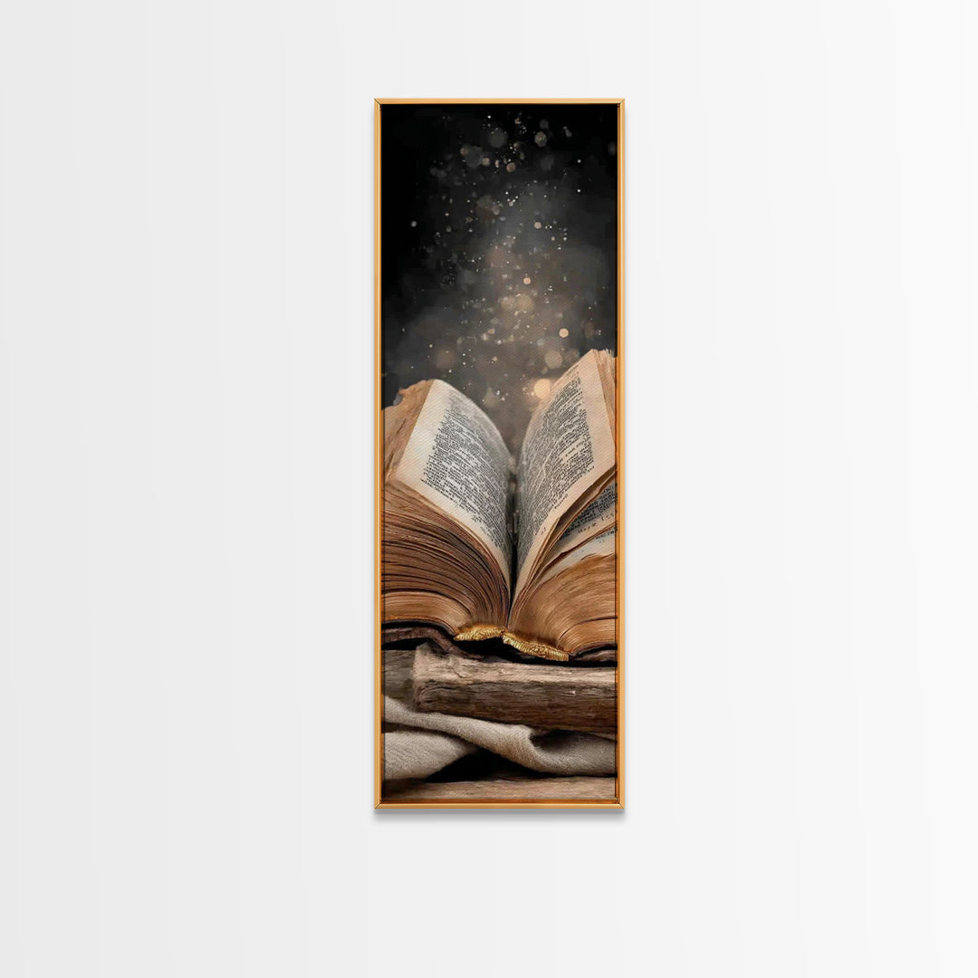 Bible Of Light – Framed Canvas Print – Tall Narrow Wall Art – Christian Art – Christian Art Canvas – Christian Wall Art – Christian Art Pri