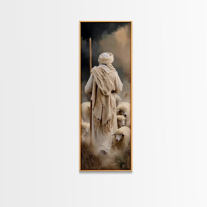 Shepherd’s Faith Walk – Framed Canvas Print – Christian Wall Art – Christian Art Canvas – Jesus Painting – Narrow Art