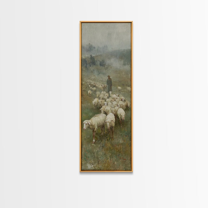 Gentle Shepherd Path – Framed Canvas Print – Christian Wall Art – Jesus Painting – Narrow Art – Christian Christmas Art – Christian Decor F
