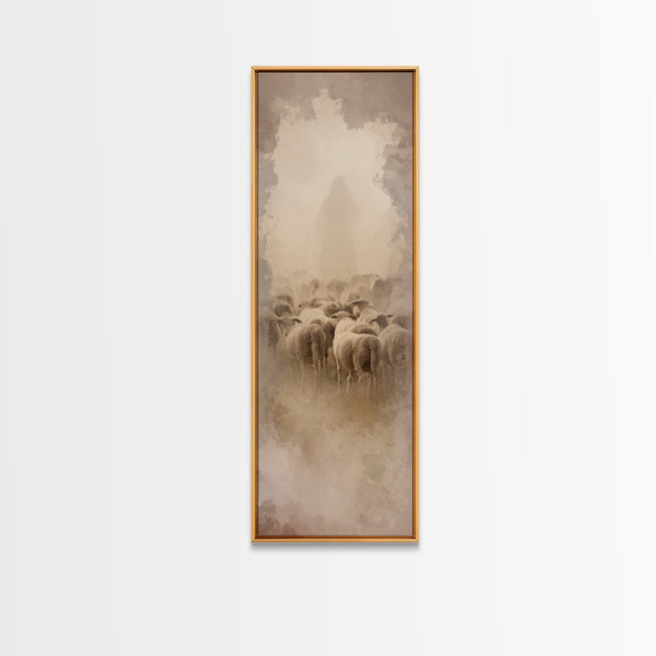 Sacred Dawn Haze | Framed Canvas Print | Christian Art Canvas | Tall Skinny Art Print | Jesus Christmas Art | Modern Christian Art | Christ