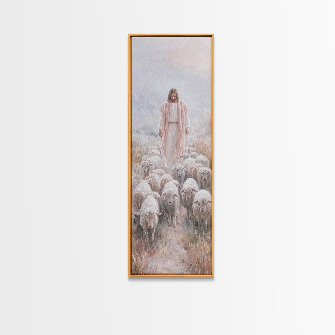 Radiant Flock Grace – Framed Canvas Print – Christian Art – Narrow Art – Jesus Painting Canvas – Christian Christmas Art – Modern Christian