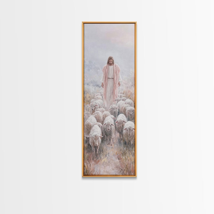 Radiant Flock Grace – Framed Canvas Print – Christian Art – Narrow Art – Jesus Painting Canvas – Christian Christmas Art – Modern Christian