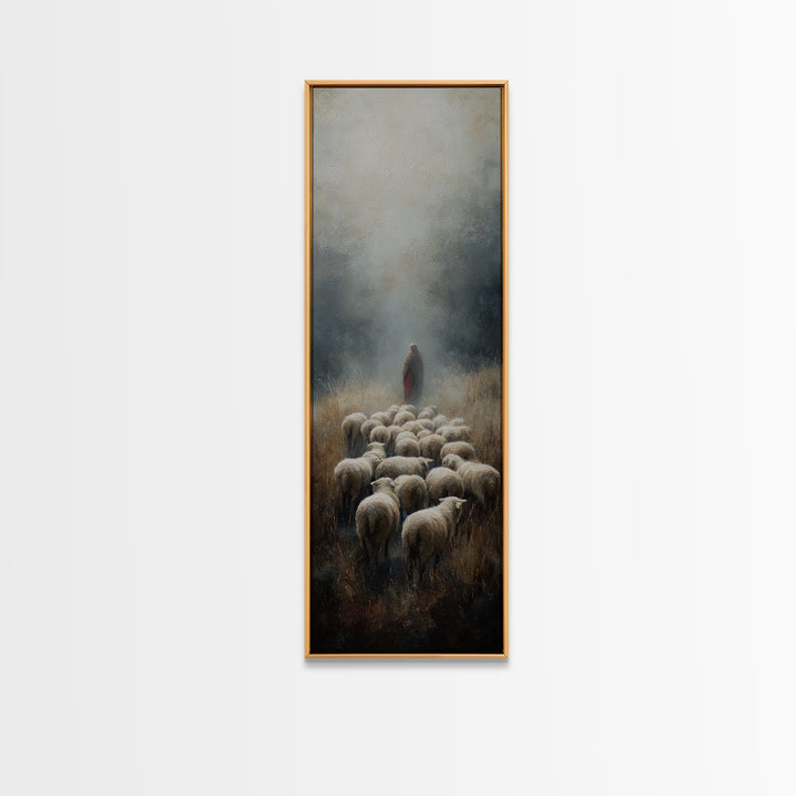 Guiding Light Meadow – Framed Canvas Print – Christian Christmas Art – Narrow Art – Jesus Painting – Christian Art Canvas – Christian Wall