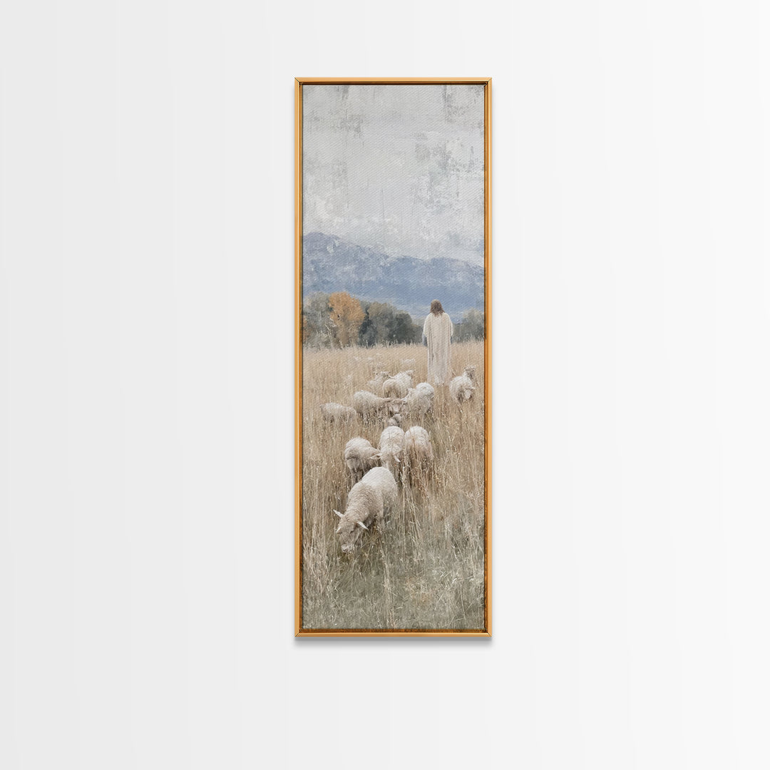 Still Waters Calling, Framed Canvas Print, Christian Art Canvas, Tall Narrow Wall Art, Jesus Painting, Christian Christmas Art, Christian W