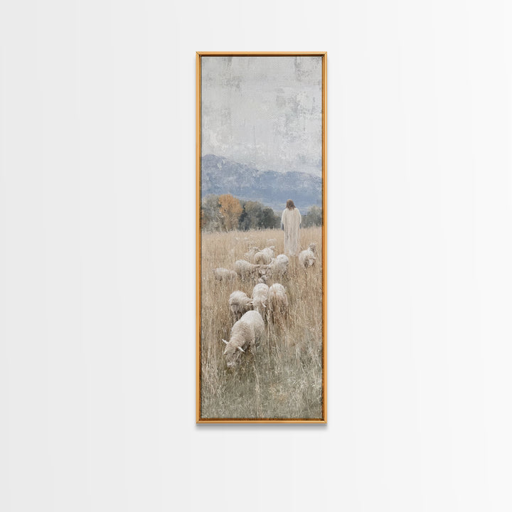 Still Waters Calling, Framed Canvas Print, Christian Art Canvas, Tall Narrow Wall Art, Jesus Painting, Christian Christmas Art, Christian W