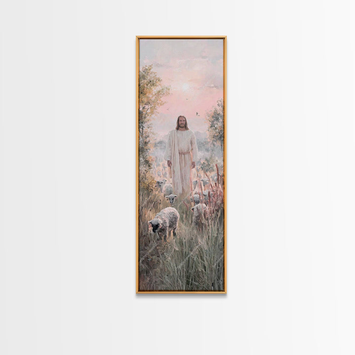 Grace In The Meadow – Framed Canvas Print – Christian Art Canvas – Christian Wall Art – Jesus Painting – Skinny Art – Christian Christmas A