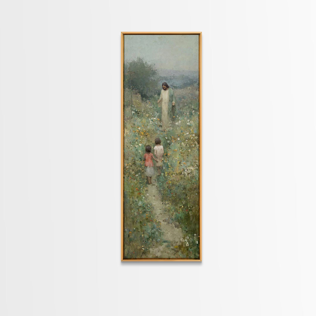 Blooming Promise – Framed Canvas Print – Christian Art Canvas – Christian Wall Art – Jesus Painting – Narrow Art – Christian Christmas Art