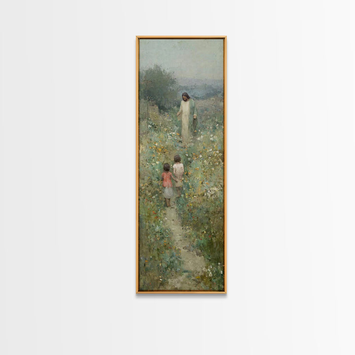 Blooming Promise – Framed Canvas Print – Christian Art Canvas – Christian Wall Art – Jesus Painting – Narrow Art – Christian Christmas Art