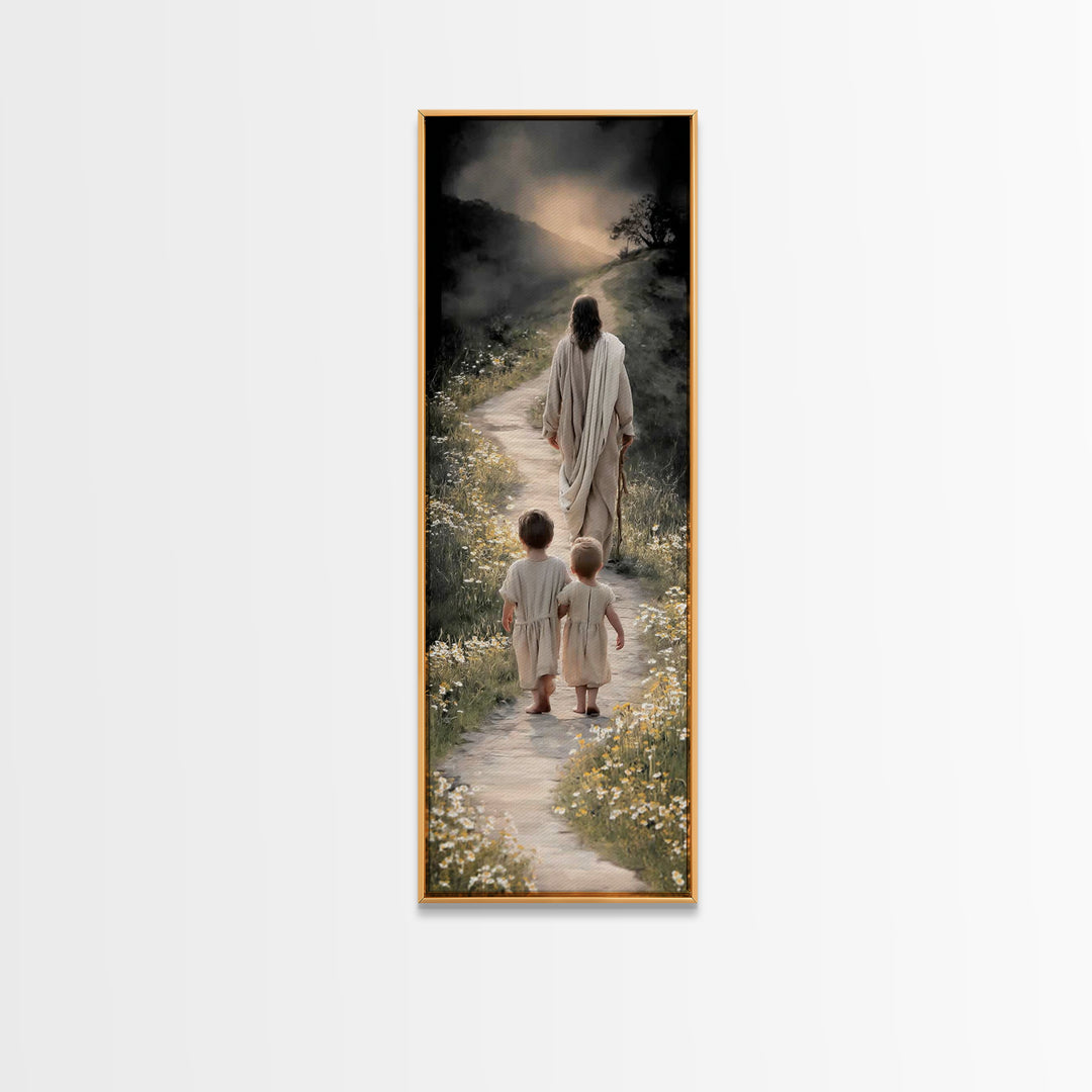 Light Of Guidance | Framed Canvas Print | Christian Art Canvas | Tall Narrow Wall Art | Jesus Painting | Christian Wall Art | Christmas Art