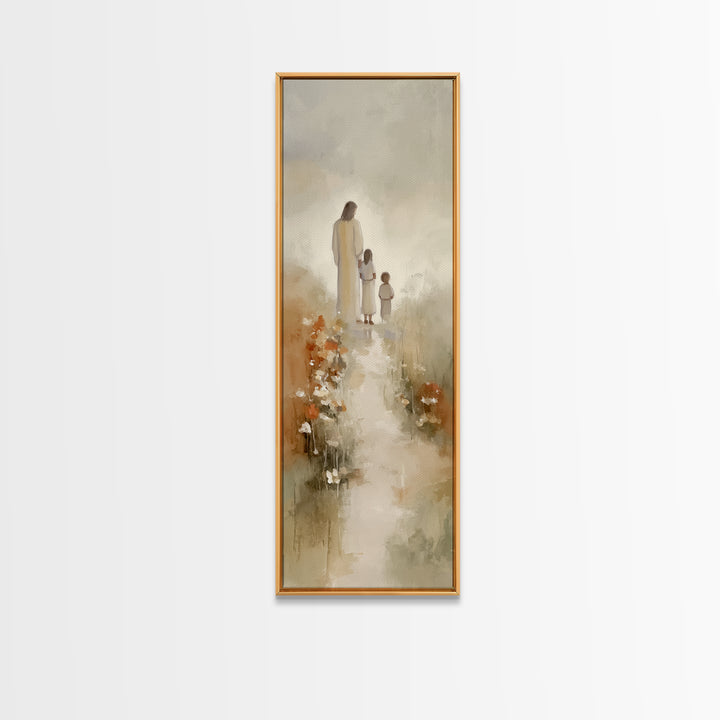 Graceful Stillness, Framed Canvas Print, Christian Art Canvas, Tall Narrow Wall Art, Christian Wall Art, Jesus Painting, Christmas Art